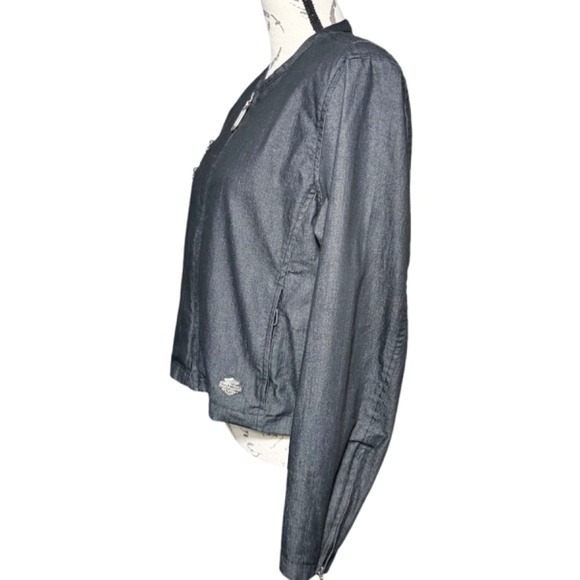 Harley-Davidson Vintage 2005 Moto Jacket Women’s Large Black Zip-Up Embroidered - Picture 4 of 7